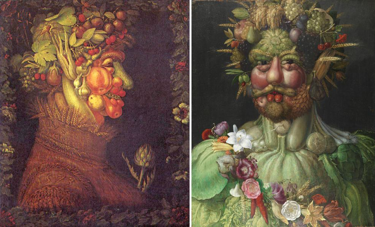 Elle utilise des fruits et des légumes pour créer des portraits