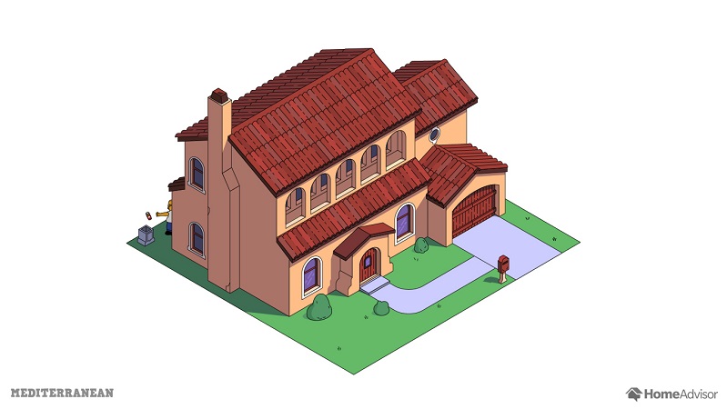 Il imagine la maison des Simpson dans 7 styles architecturaux différents