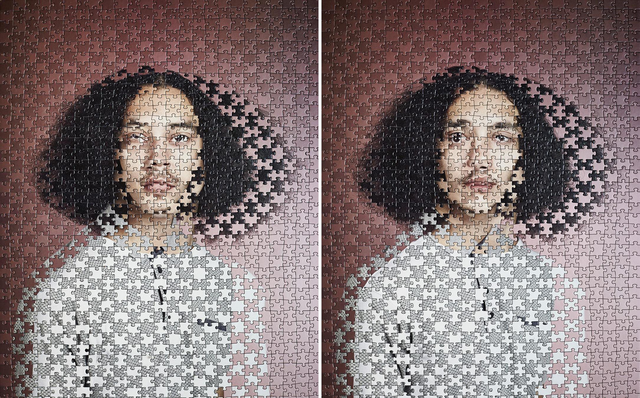 Alma Haser prend des portraits de jumeaux et mélange les photos comme un puzzle