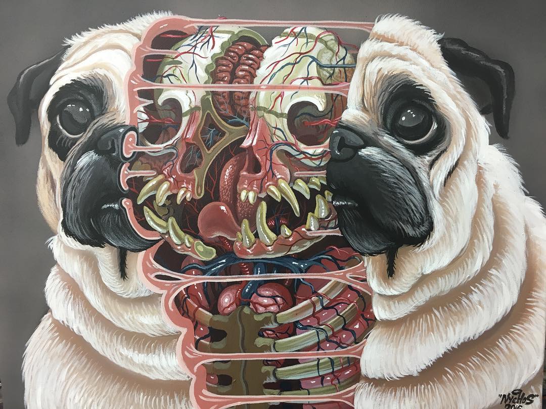 Passionné d'anatomie, le street artiste Nychos dissèque littéralement tous ses dessins