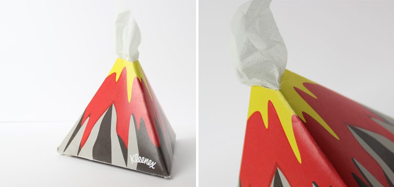 Myrto Lazaridou crée un packaging de boîte à mouchoirs à la manière d'un volcan
