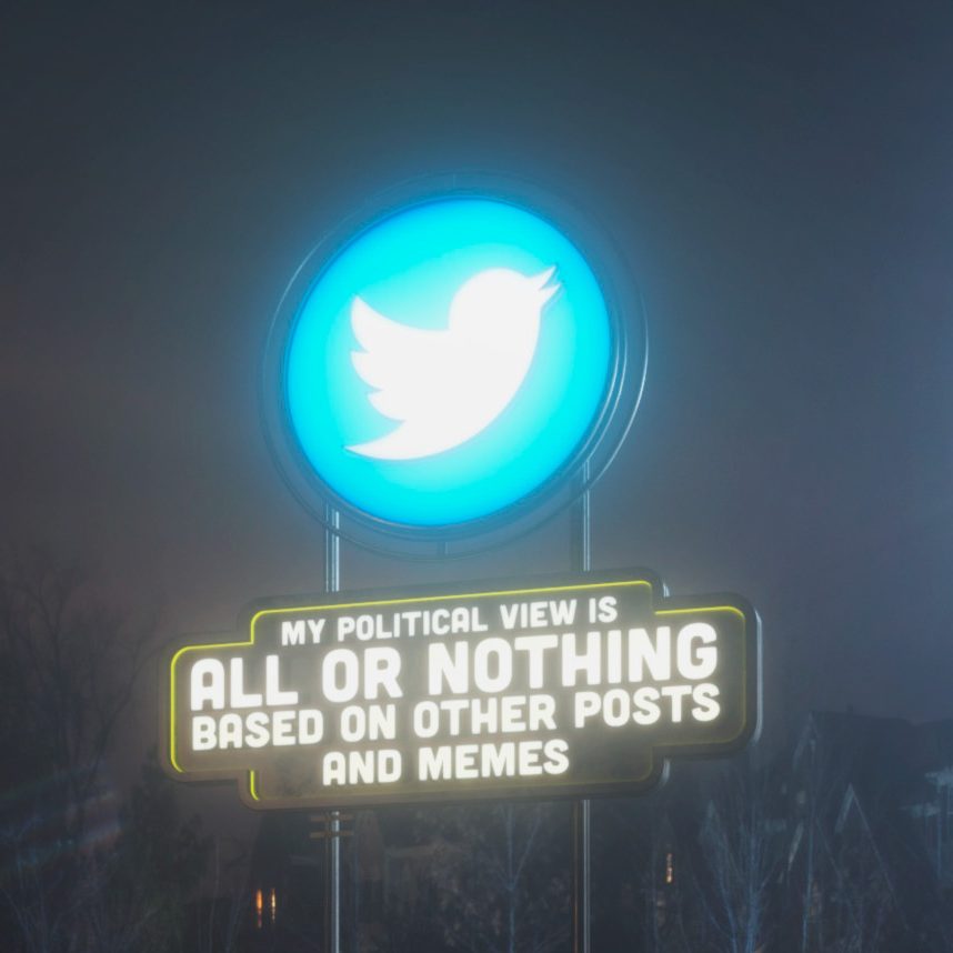 Mike Campau tacle les réseaux sociaux façon publicités américaine avec des néons