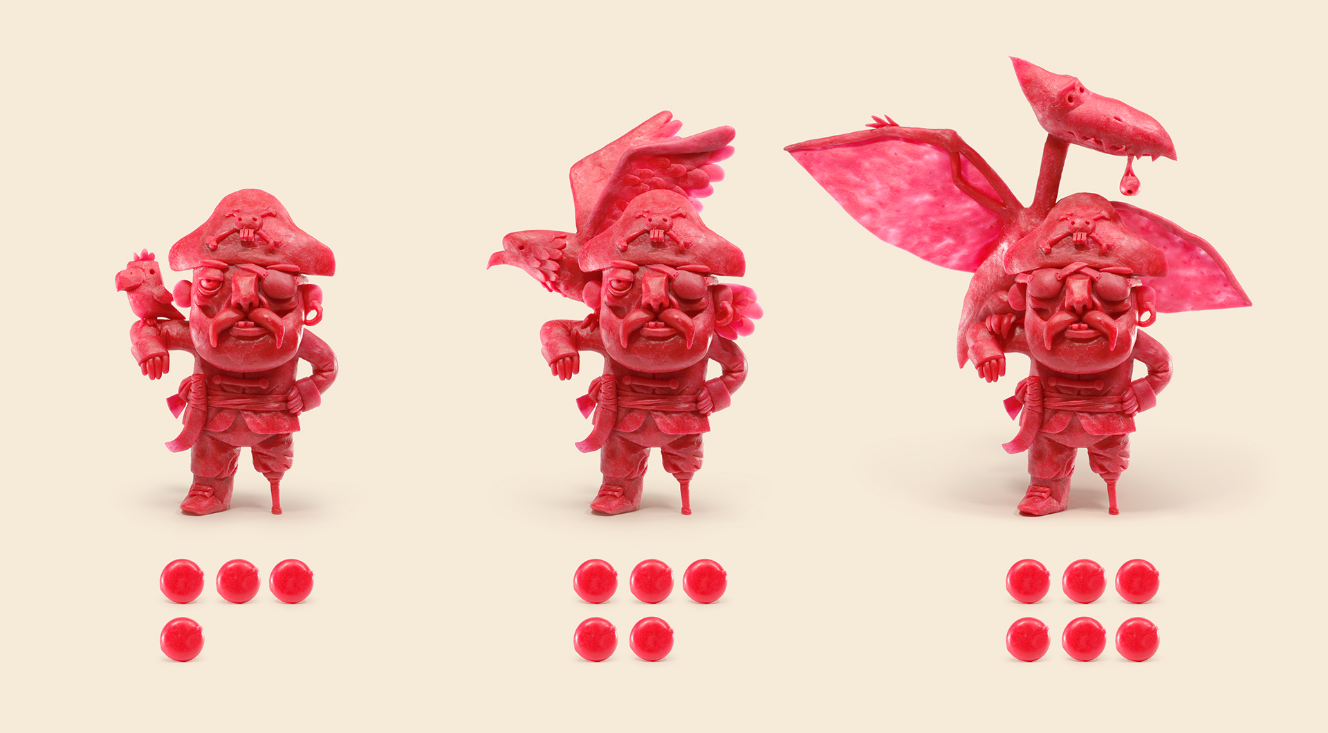 Gianluca Maruotti joue avec la peau des Babybel pour faire évoluer des sculptures amusantes