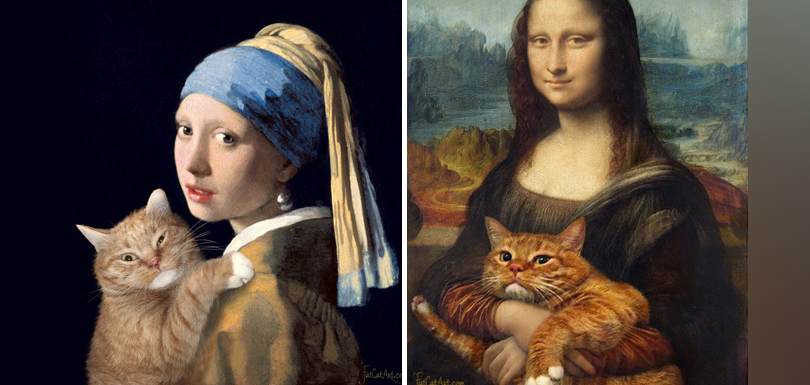 Il Incruste Son Adorable Chat Roux Dans Des Tableaux Celebres