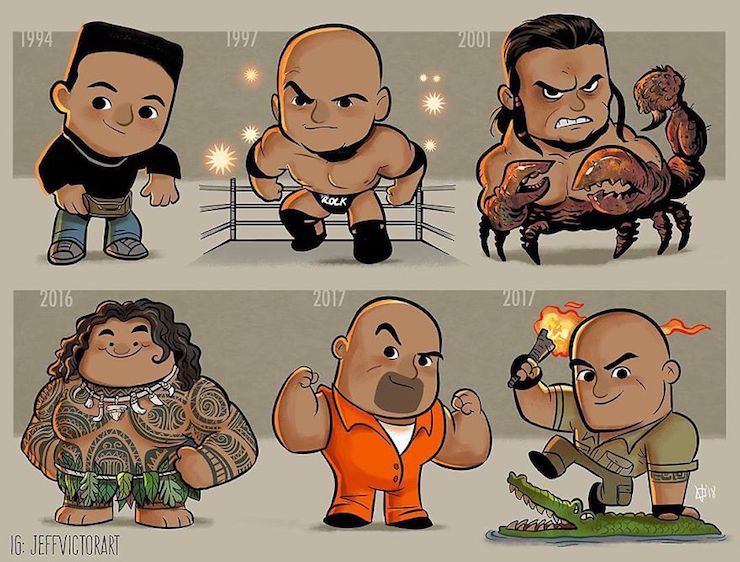 This illustrator represents the evolution of famous characters over the years