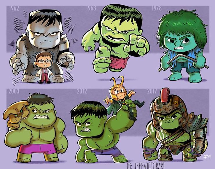 This illustrator represents the evolution of famous characters over the years