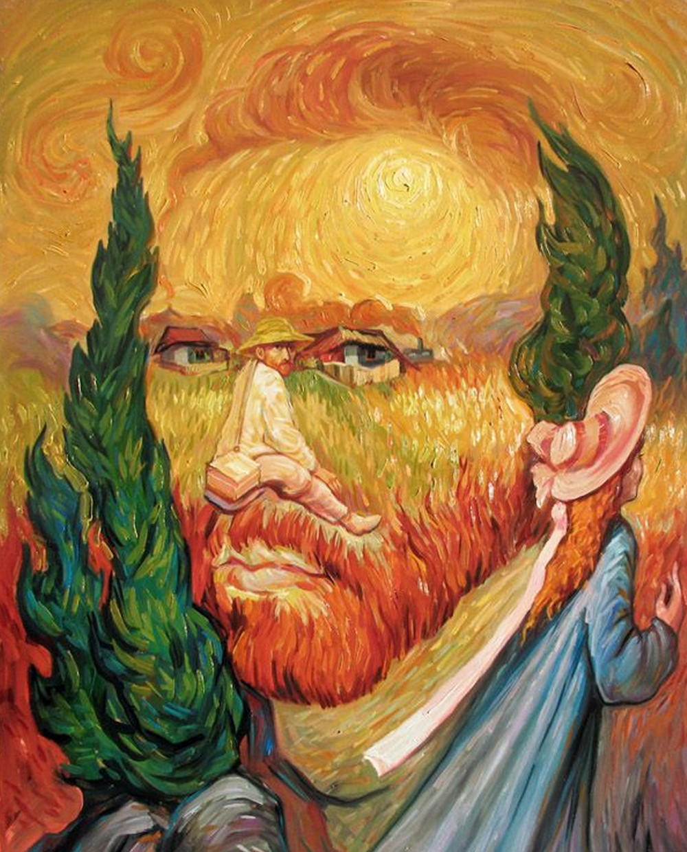 Dessin Illusion D optique Visage Oleg Shuplyak : le peintre roi des illusions d'optique qui cache des visages  dans les paysages