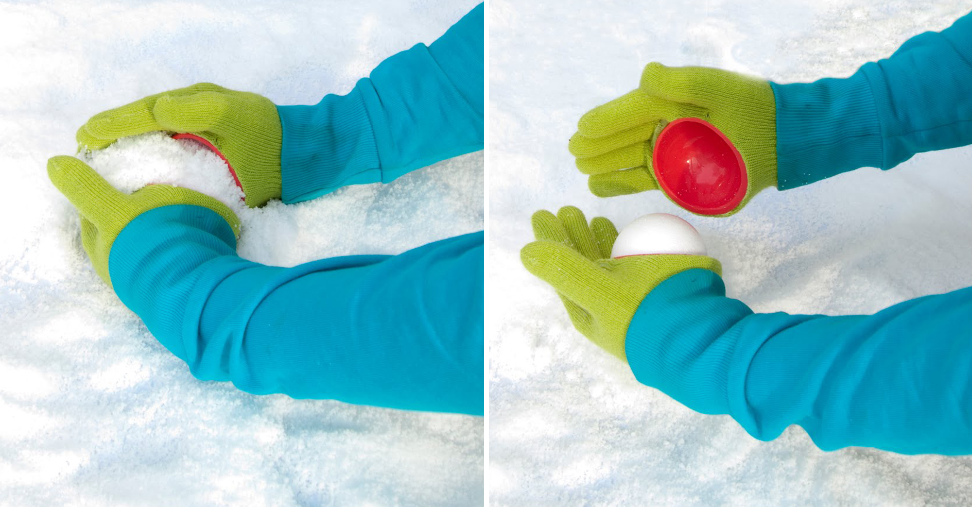 Ces gants ont été spécialement conçus pour créer des boules de neige  parfaites