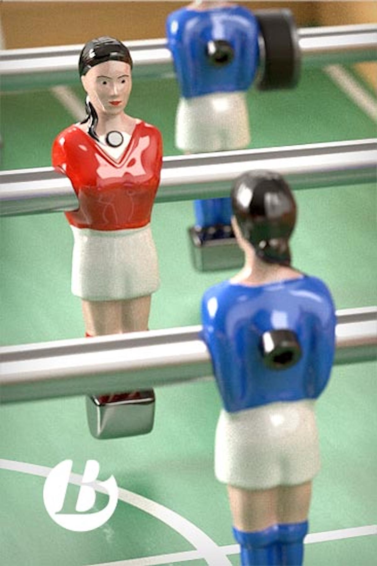 Baby-foot mixte figurines féminines