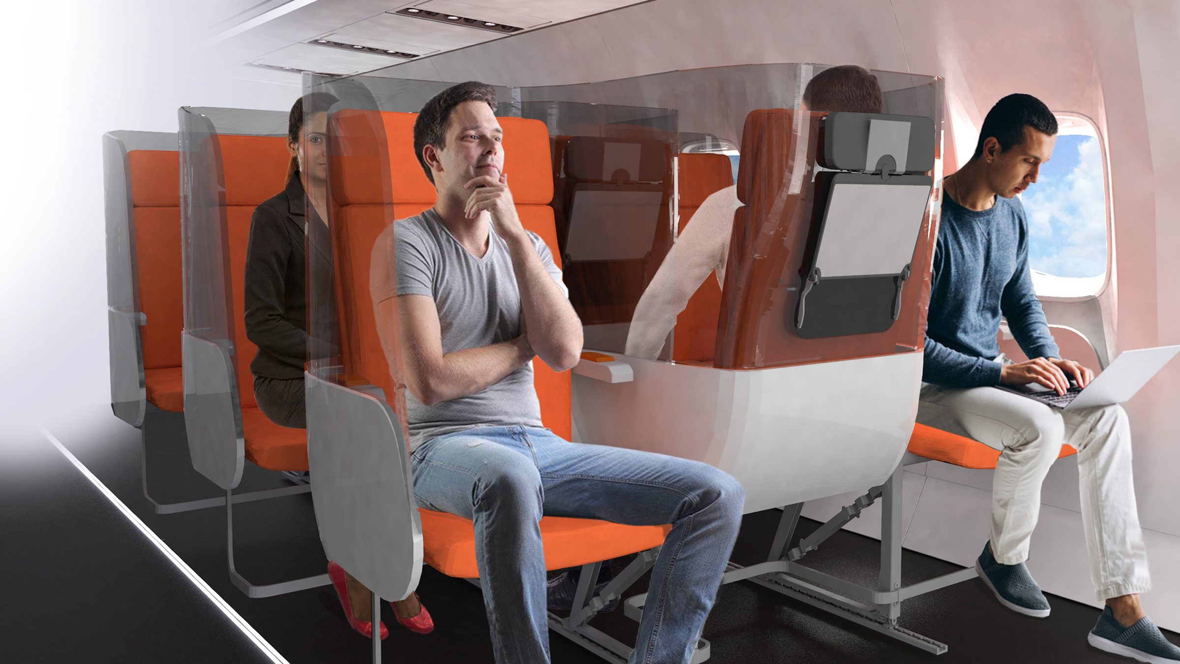 Des sièges d'avion conçus pour limiter la propagation du coronavirus