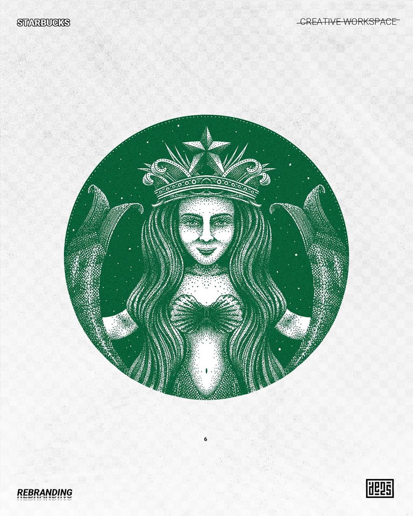 Logo de Starbucks rebrandé par de2s