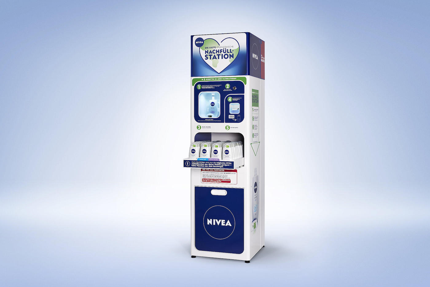 Pour limiter les emballages, Nivea permet de recharger son gel douche en magasin