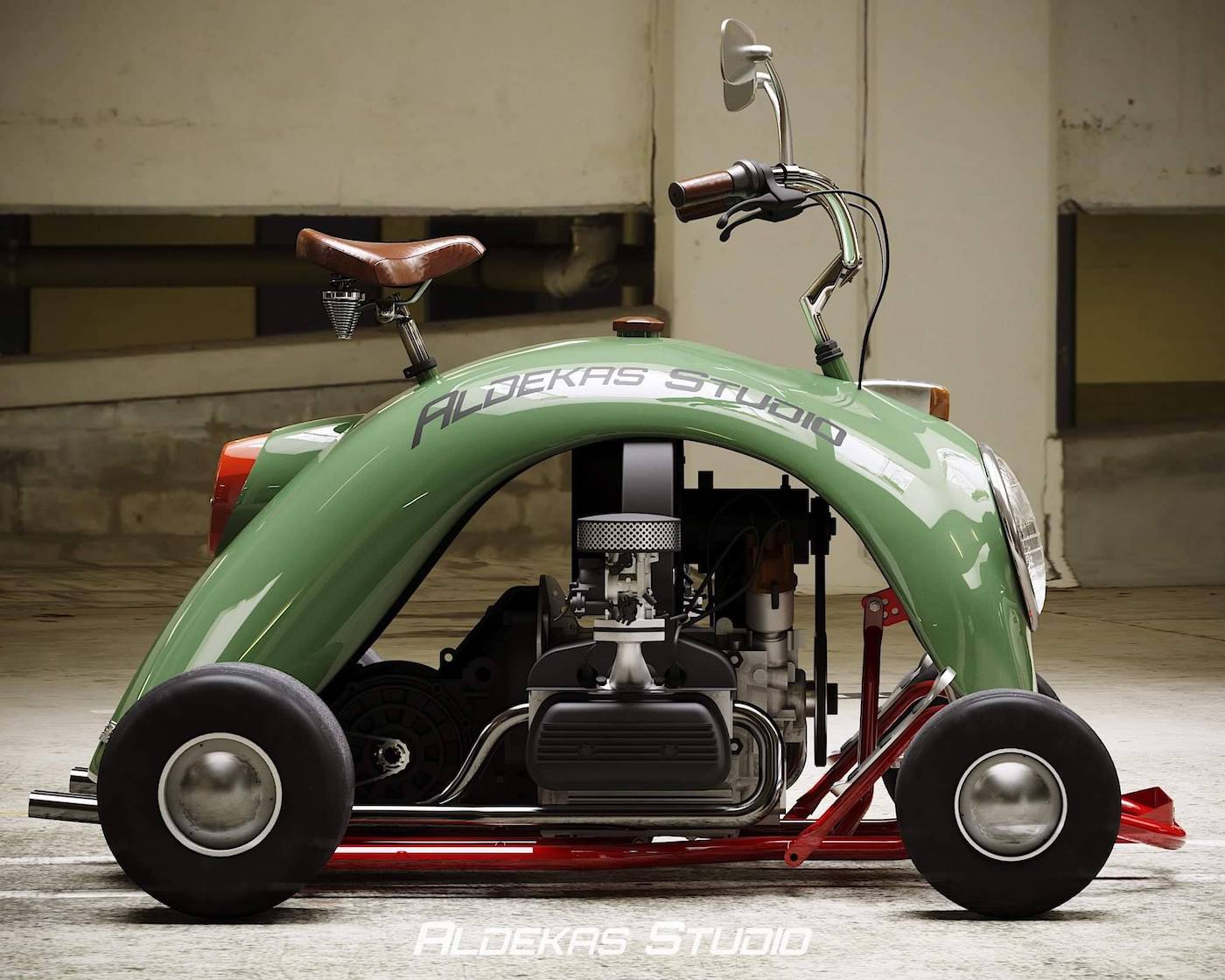 Une Volkswagen Coccinelle d'origine recyclée en kart