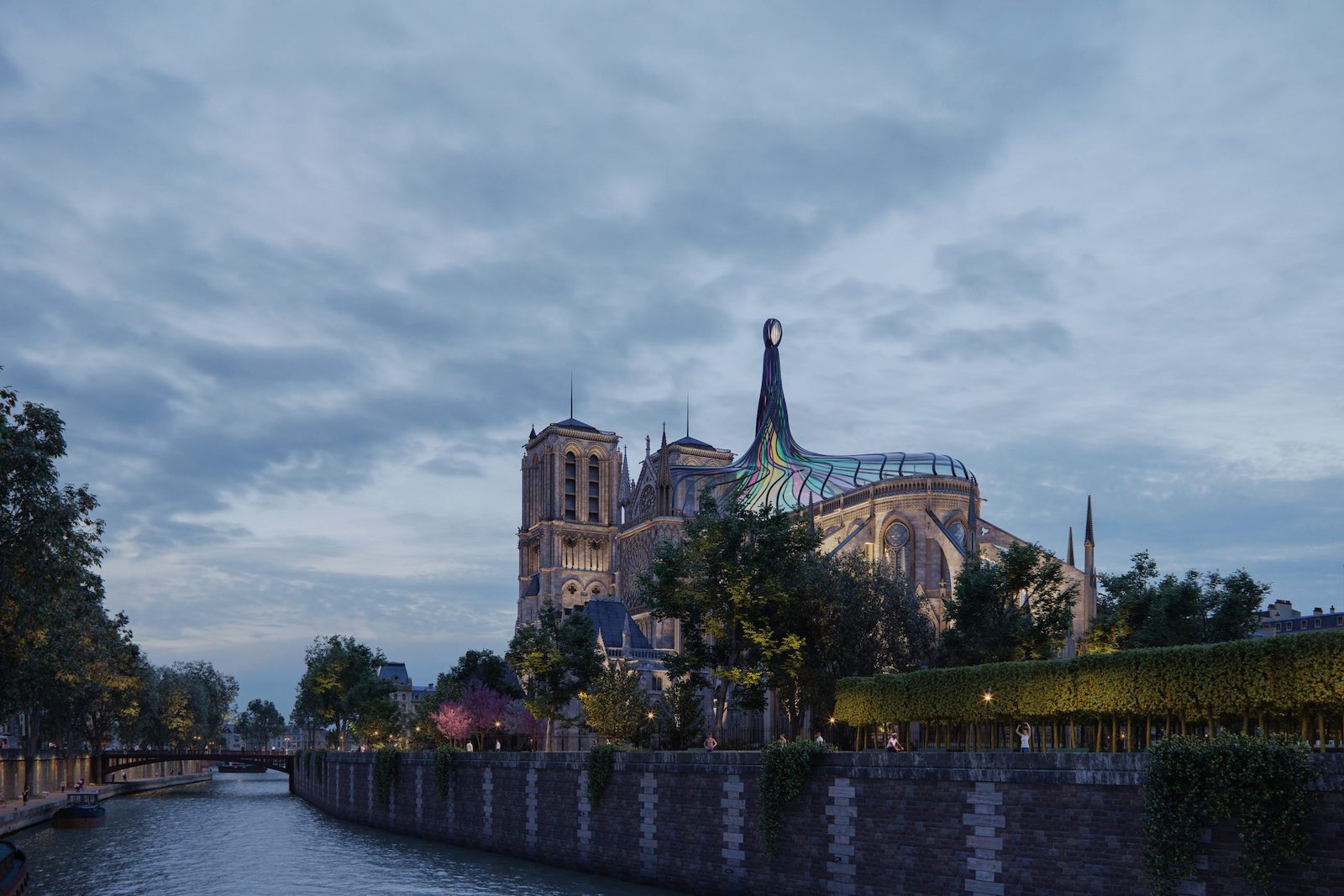Cet architecte imagine un toit en vitrail qui se tord en flèche pour Notre-Dame de Paris