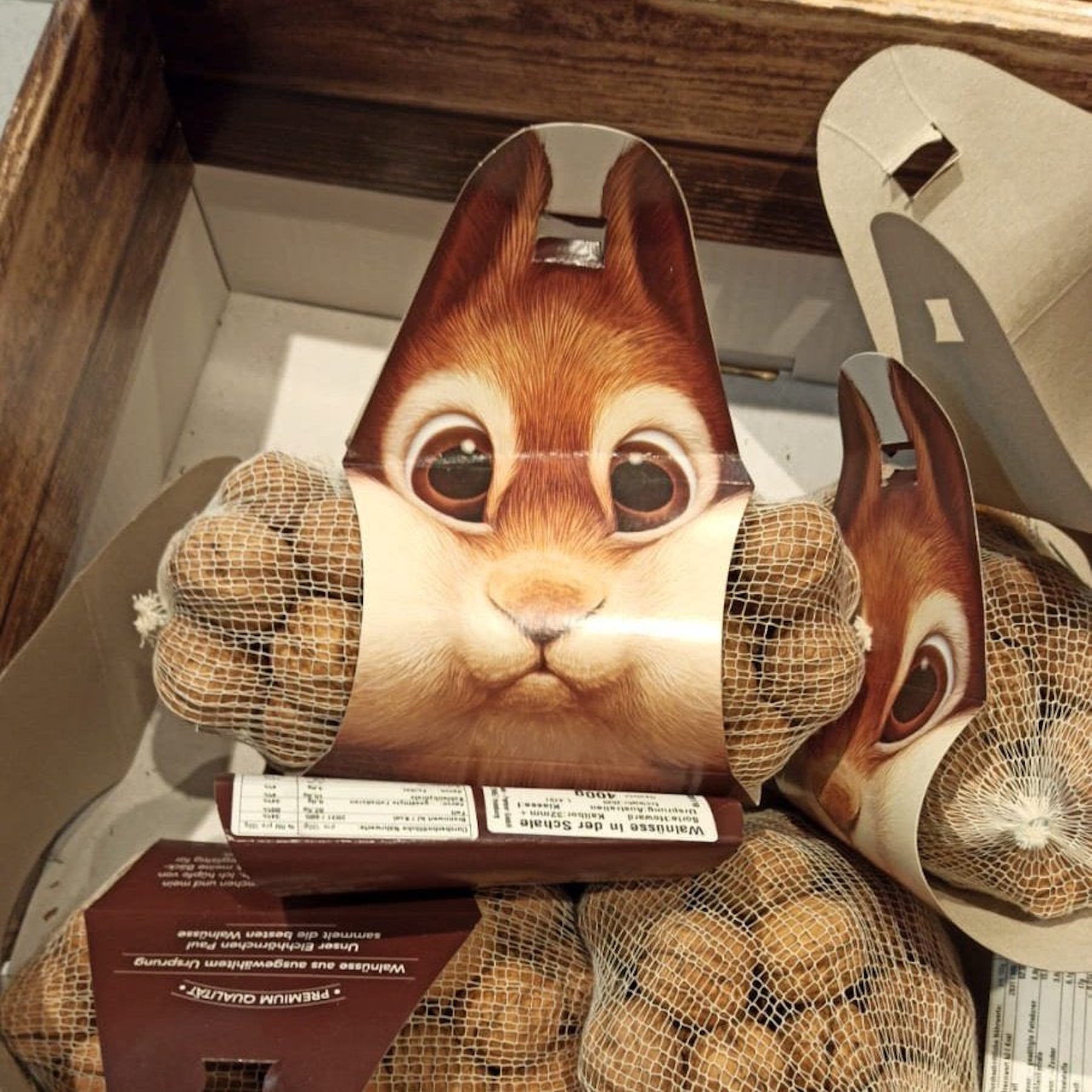Un adorable packaging en forme d'écureuil pour vendre des noisettes