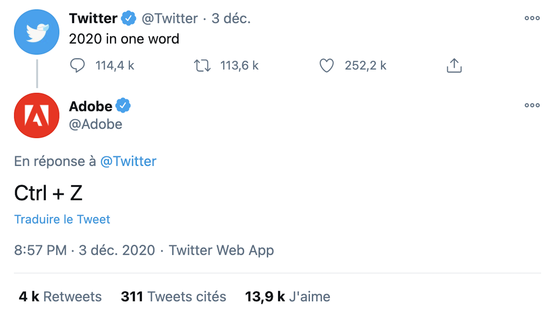 Twitter demande de résumer 2020 en un mot : les marques répondent avec humour