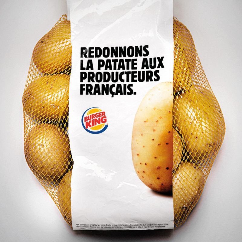 En soutien aux producteurs, Burger King offre 1kg de patate à chacun de ses clients