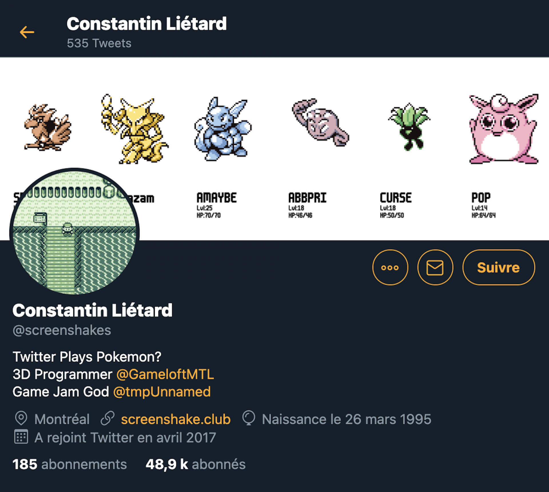 Le programmeur 3D Constantin Liétard a détourné Twitter pour jouer à Pokémon avec sa photo de profil