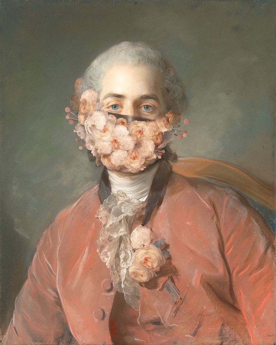 L'artiste Volker Hermes rajoute des masques sur des peintures classiques