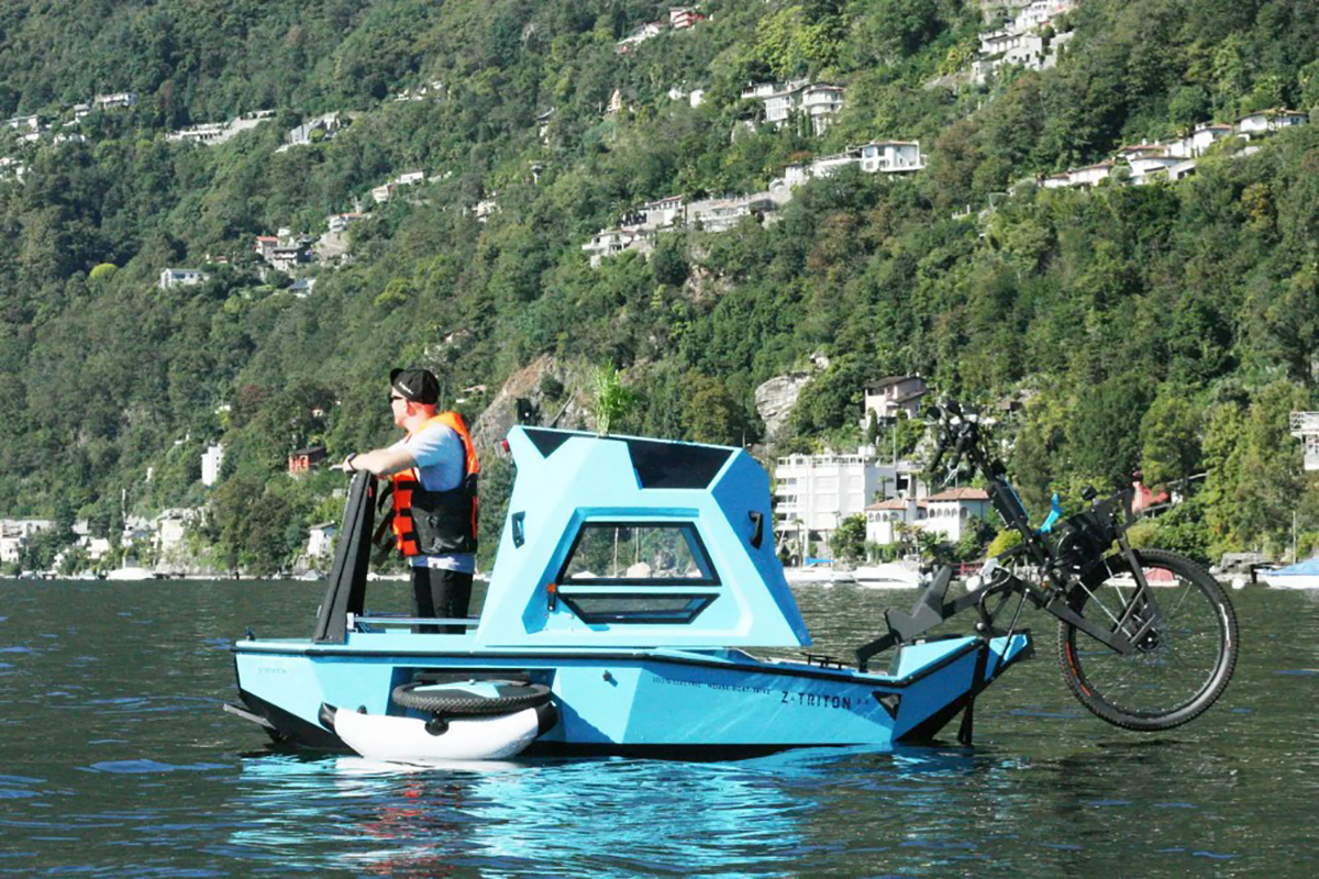 Z-Triton : un étonnant vélo caravane capable de se transformer en bateau ! (vidéo) Par Justine Mellado Velo-electrique-bateau-z-triton-6