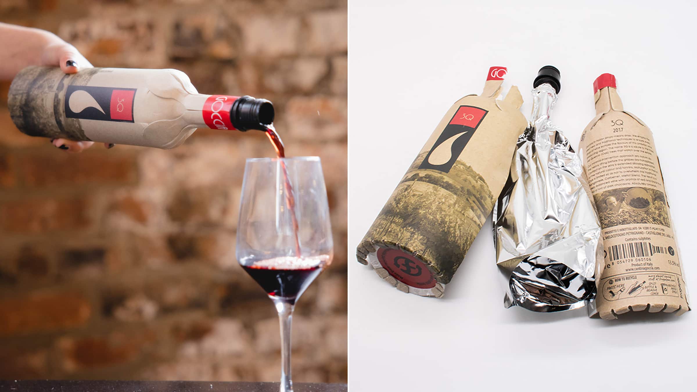 Papier cadeau 100% recyclé - étiquettes bouteille vin - 20m