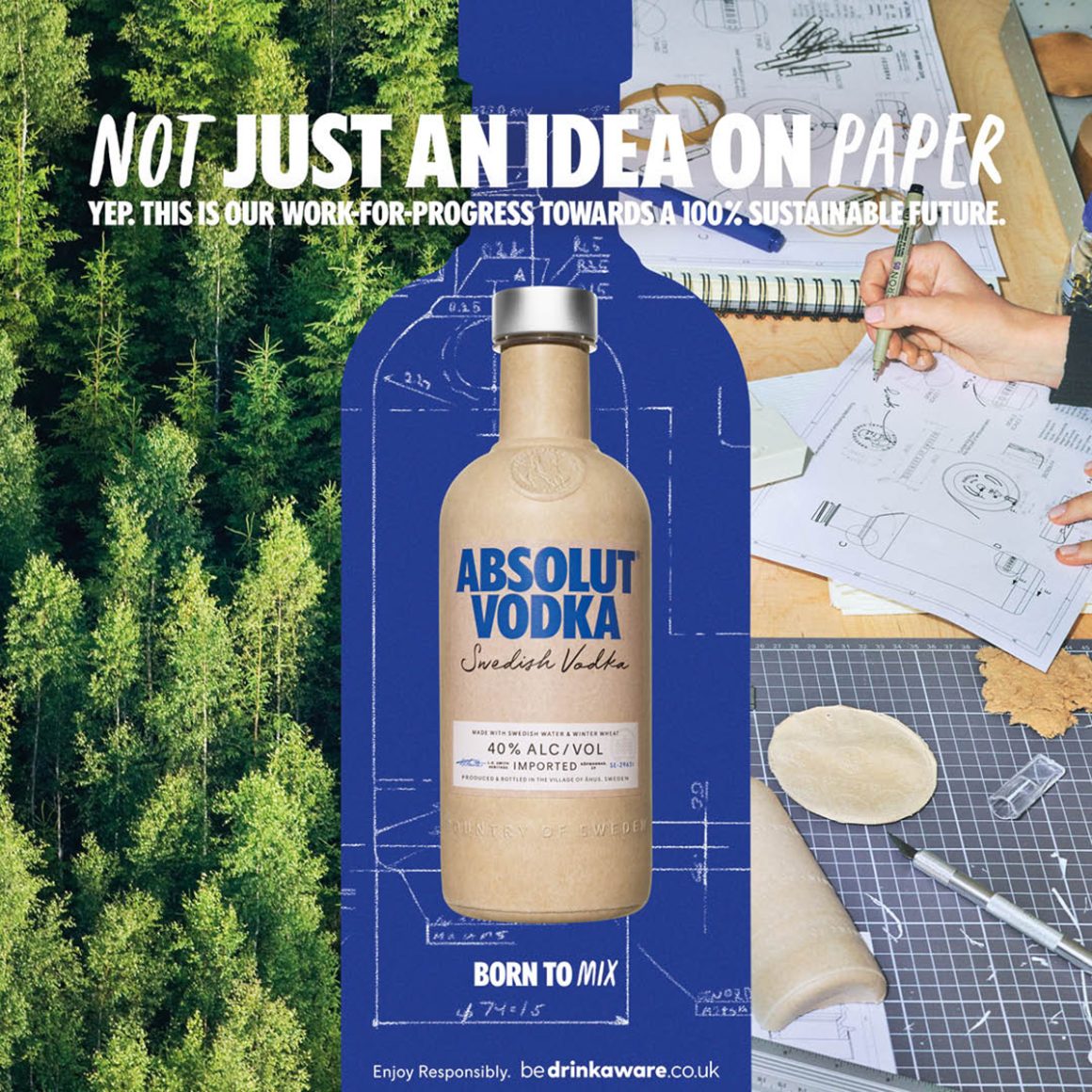 Absolut Vodka dévoile la première bouteille de vodka conçue avec du papier