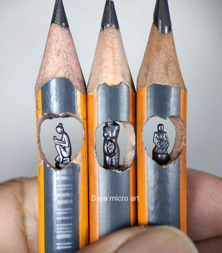 Les chefs-d'œuvre miniatures sculptés sur une mine de crayon par Daya Micro  Art