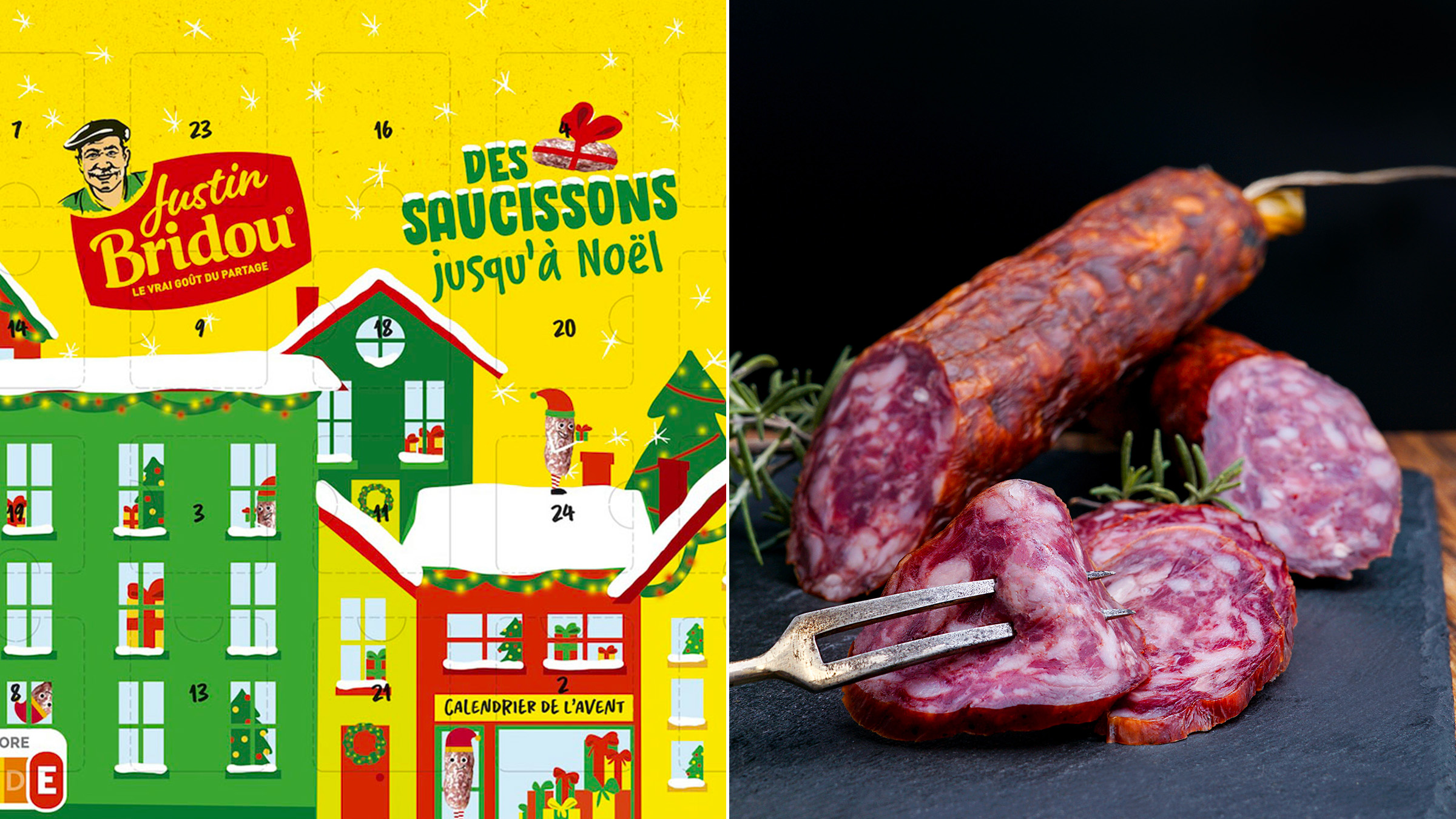 Pour Noël, Justin Bridou dévoile un calendrier de l'Avent avec… des  saucissons