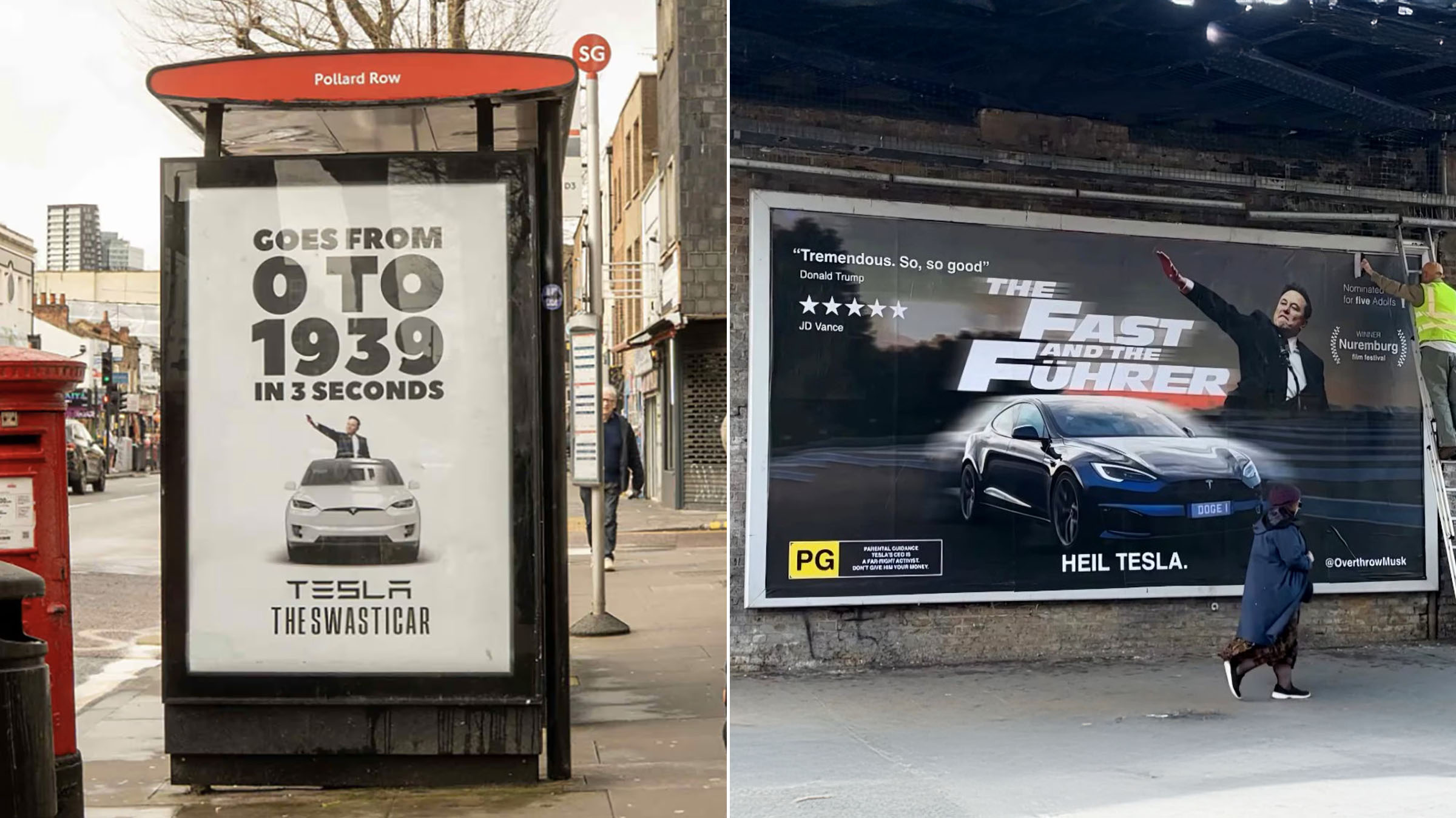 Les affiches 100 % provoc’ (mais créatives) du collectif anti-Elon Musk à Londres