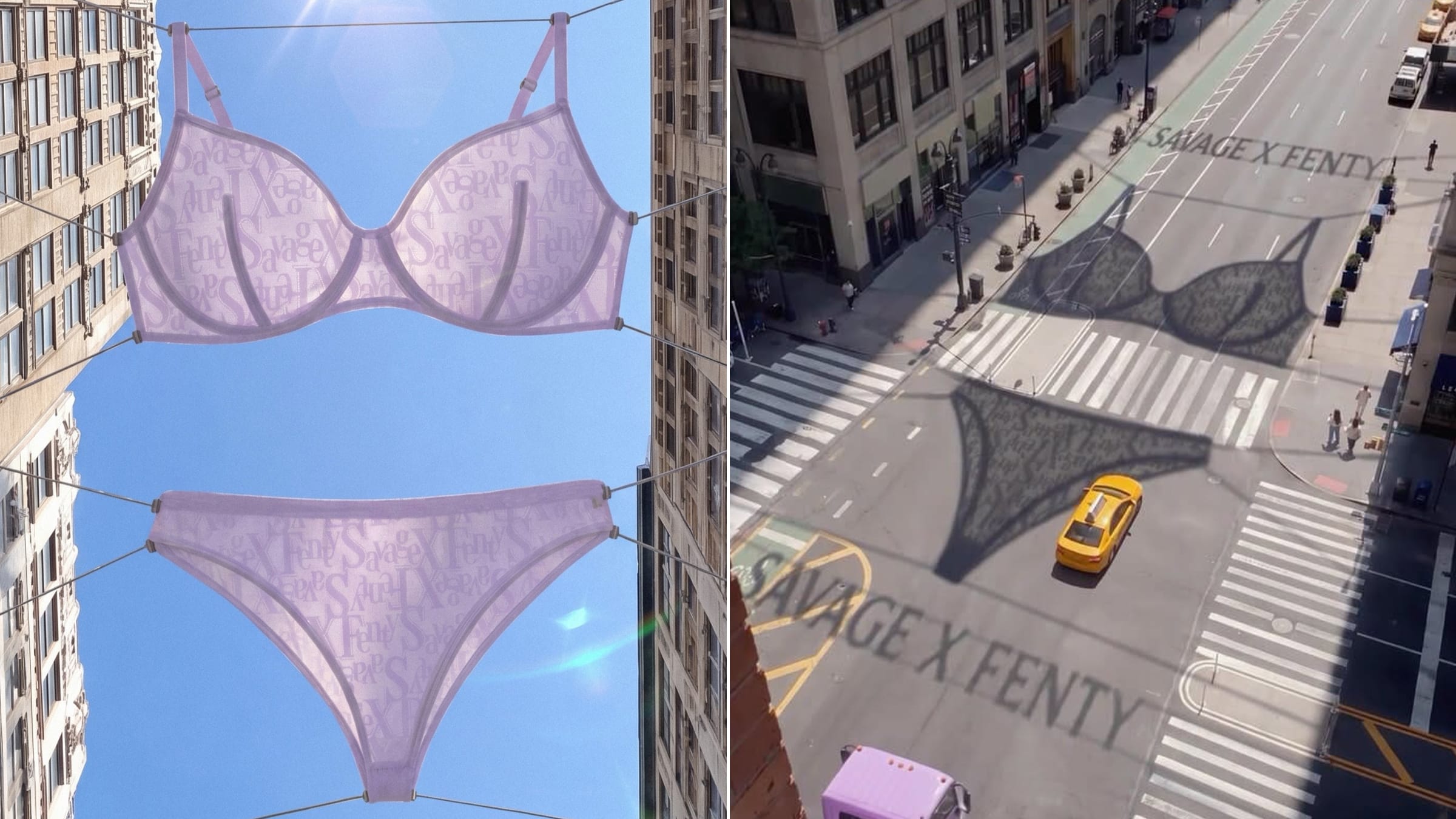 Savage X Fenty : la marque de lingerie de Rihanna habille New York avec des ombres géantes